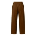 thumbnail image 4 of nochalofo Brown Sweatpants Women, Womens Daily Elastic Waist Pockets Straight Solid Color Casual Pants Loose Long Trousers, 4 of 5