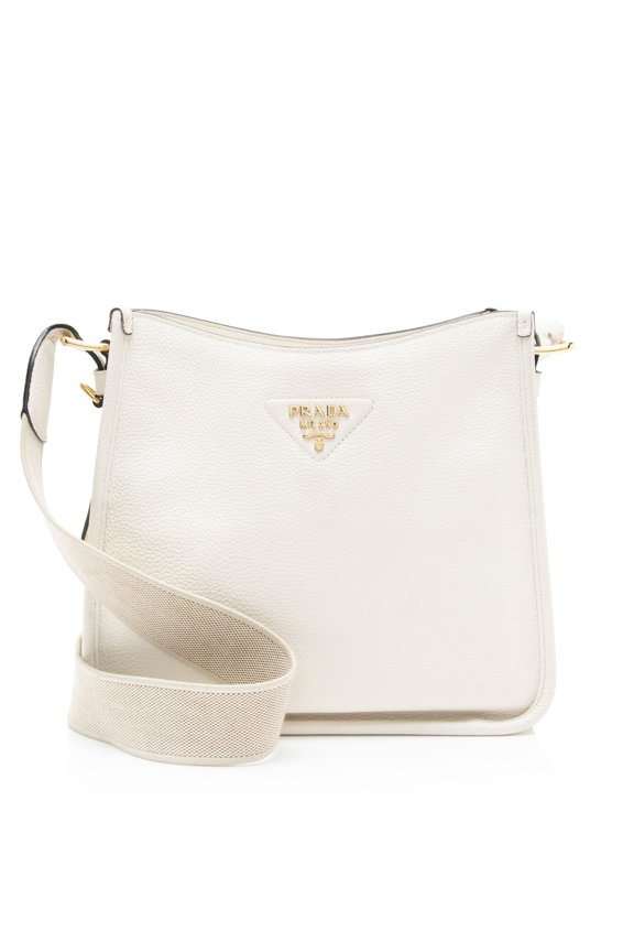 Pre-Owned Prada Vitello Daino Logo Medium Soft Messenger