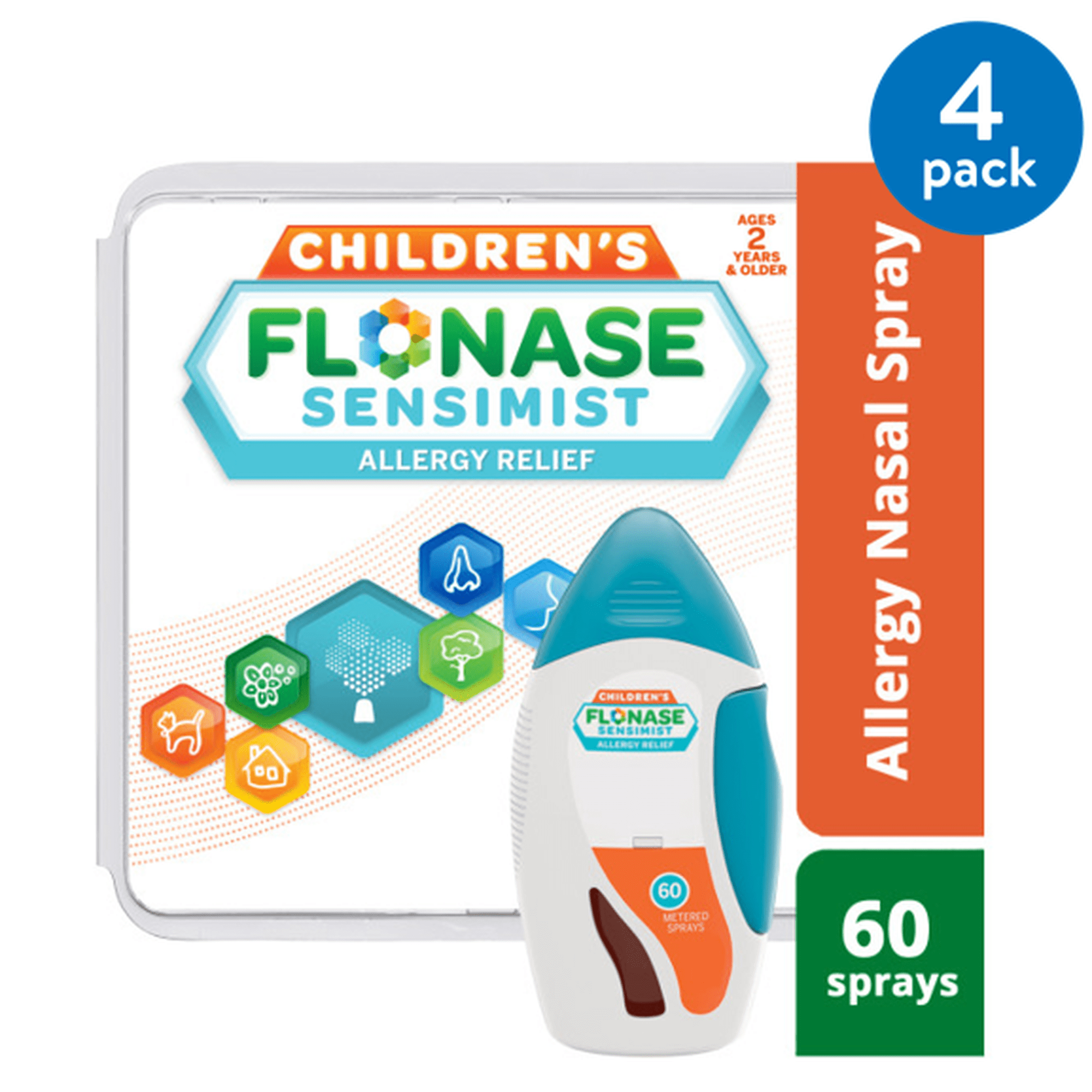 (4 pack) (4 pack) Flonase Children's Sensimist 24hr Allergy Relief Nasal Spray, Gentle Mist, Scent-Free, 60 sprays