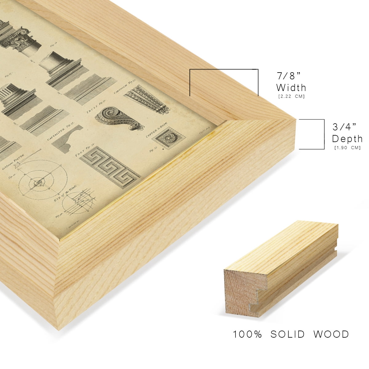 Encyclopediae III -Framed Print w/glass-Natural Wood