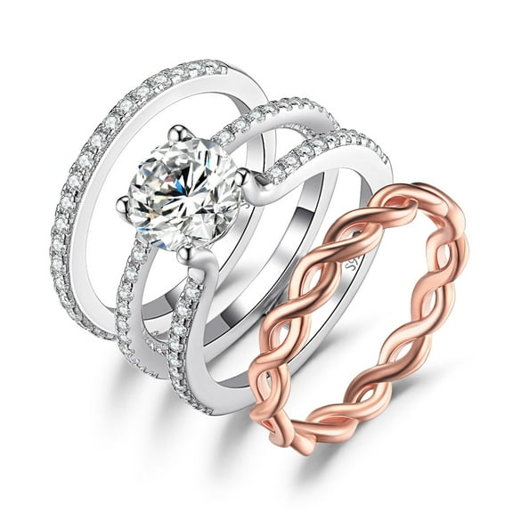 Jewelrypalace Infinity 1.5ct Moissanite Solitaire Engagement Rings for Women, 925 Sterling Silver Rose Gold Eternity Wedding Bands