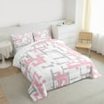 thumbnail image 3 of Manfei Pixel Geometric Bedding Comforter Set,Modern Abstract Geometric Twin Comforter Sets,Pink Gray White Bedding Set For Girls,Breathable Home Decor Reversible,2pcs, 3 of 8