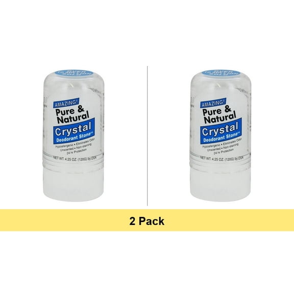Thai Deodorant Stone Pure & Natural Crystal Deodorant Stone 4.25 oz Stick - 2 Pack
