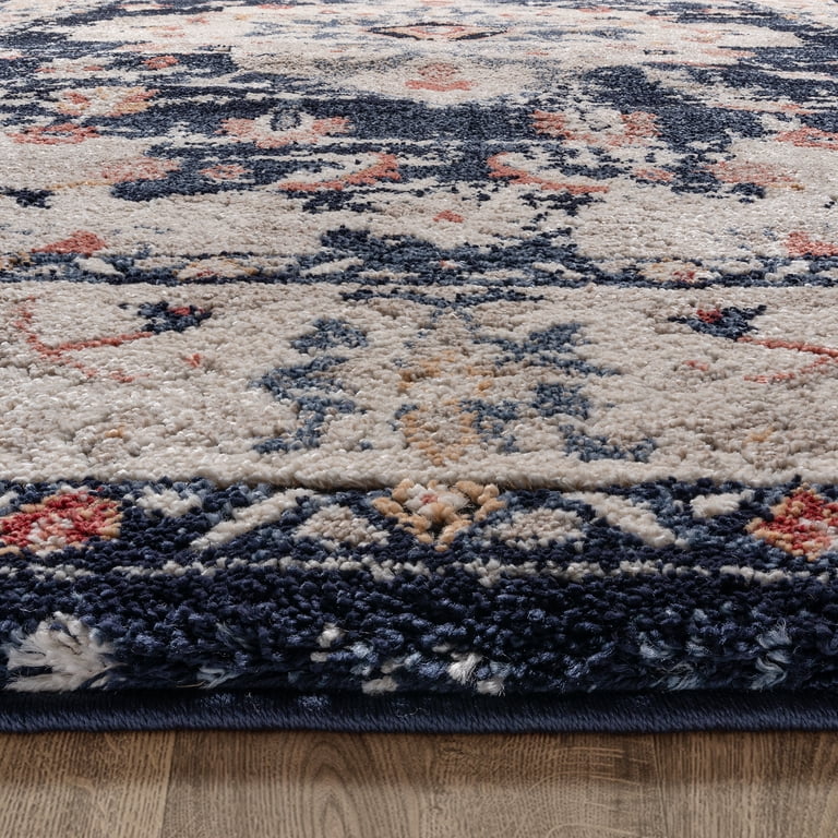 Gertmenian Imani Brielle Traditional Oriental Plush Navy Blue