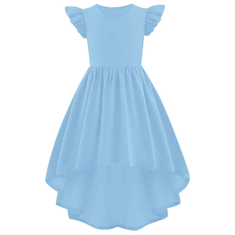 Fozruso Summer Swing Dresses Girls Summer Flapper Sleeve High And Low Formal  Dress Fly Skirt Swing Dress Sizes 5-6 Years - Walmart.com