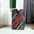thumbnail image 6 of Yayeee Freestanding Laundry Hamper with Handle Collapsible Large Storage Basket for Clothes, Blue Abstract Lines, 6 of 7
