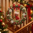 thumbnail image 4 of Sea Glass Christmas Wreath Kit DIY Holiday Wreath Making Supplies with Frosted Glass Beads Bows for Front Door Wall Mantel Handmade Gift, 4 of 7