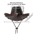 thumbnail image 2 of Slccxzc Classic Cowboy Hat PU Leather Jazz Hat Wide Brim Western Cowgirl Hat with Bullhead Badge for Outdoor, 2 of 7