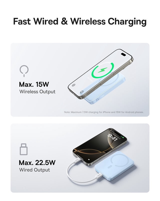 Baseus Wireless Power Bank 10000mAh Magnetic Portable Charger 22.5W MagSafe Charger, Blue