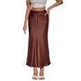 thumbnail image 3 of VUPSGEZ Knit Maxi Skirt Women'S Long Skirt High Waisted Drawstring Solid Color Skirt Women'S Cotton Eyelet Midi Skirt(Coffee,XL), 3 of 8