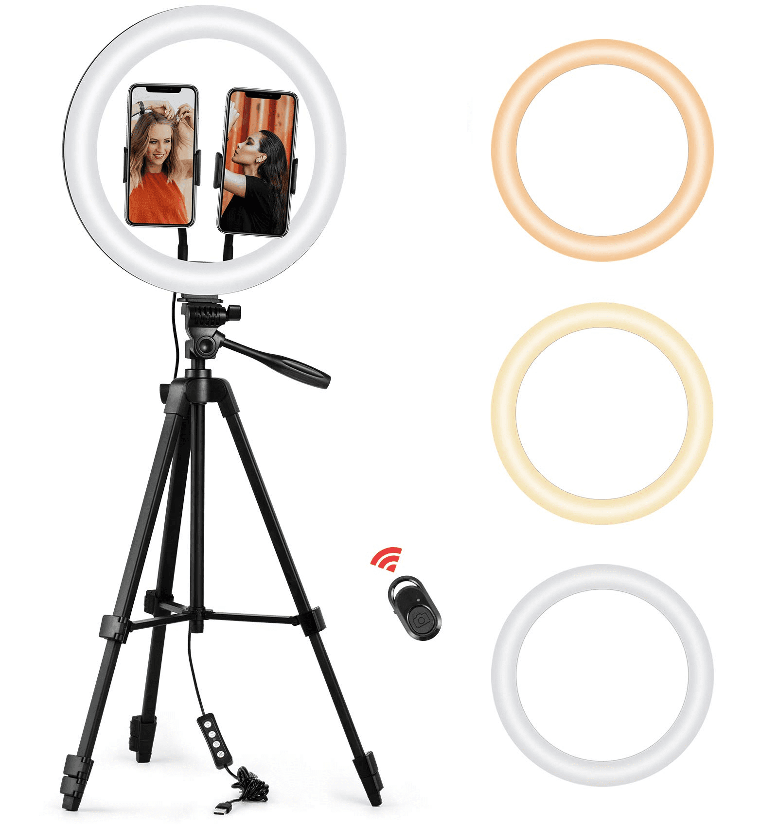 Tlwangl Ring Light Ring Lamp Video Light Inch 12cm Dimmable LED Selfie Ring Light USB Photography Light with Tripod for Phone Makeup Color : Round Bracket Set