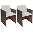 thumbnail image 1 of vidaXL Garden Chairs 2 pcs with Cushions and Pillows Poly Rattan Brown, 1 of 3