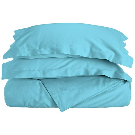 100% Egyptian Cotton Solid Duvet Cover and Pillow Sham Set Teal / Twin