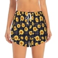 thumbnail image 2 of Balery Royal Blue Plaid Sunflower Pantalones cortos deportivos para mujer con forro y dos bolsillos, elásticos, para entrenamiento, gimnasio, yoga-XX-Large, 2 of 7