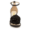 thumbnail image 2 of FSJ Women Sexy Flower Open Toe Sandals Three Crystal Block High Heels Pumps Adjustable Buckle Ankle Strap Prom Wedding Evening Shoes Size 8 Black, 2 of 5