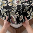 thumbnail image 3 of Twin XL Size Fitted Sheet Set - Damask Florals 2 Piece Bedding Sets 16" Deep Pocket Fitted Sheet with 1 Pillowcases, Garden Yellow Flowers Daisy Leaf Rustic Black Brushed Microfiber Hotel Bed Sheets, 3 of 9