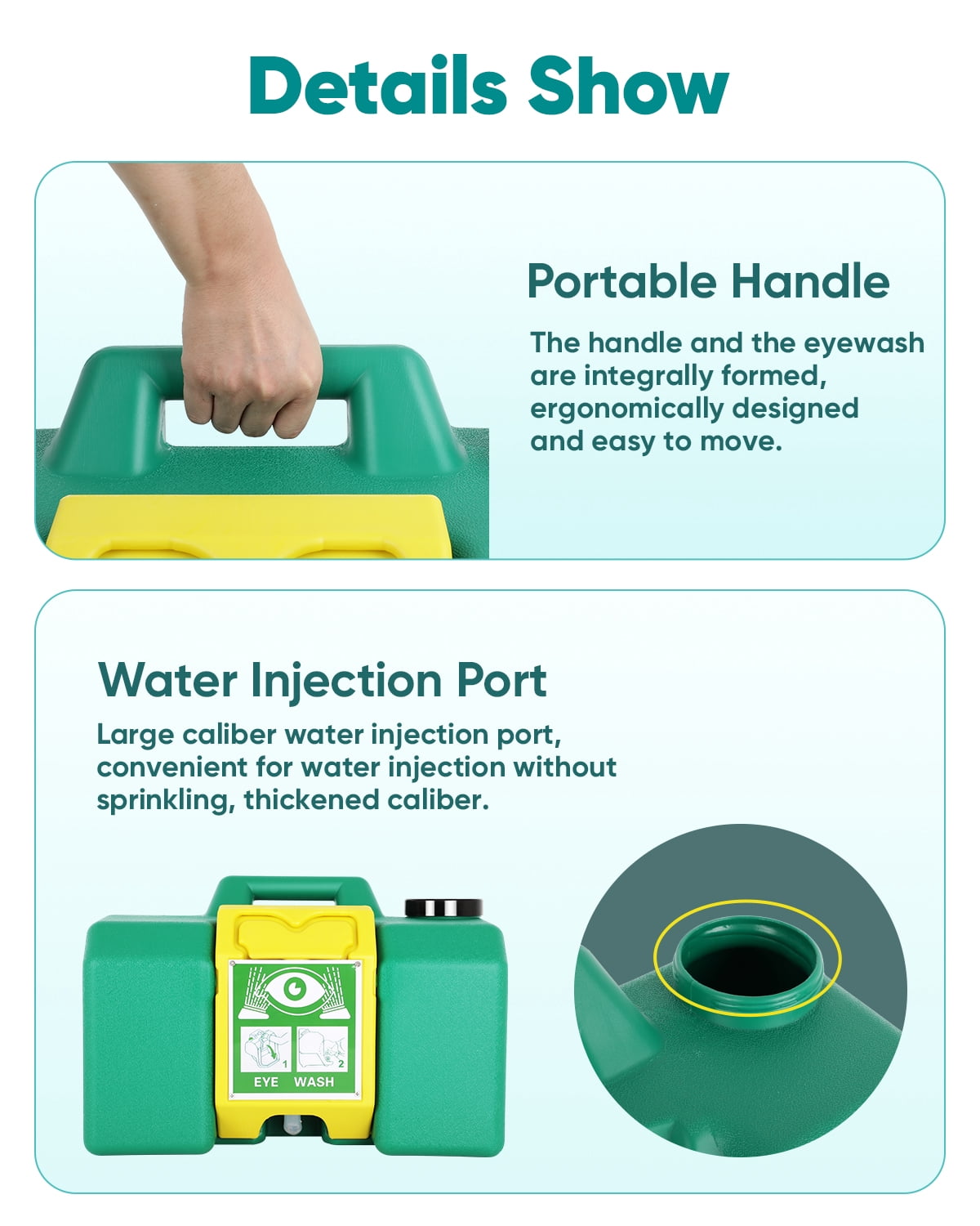 Portable Eyewash Station 8-Gallon OSHA Approved Wall-Mounted Gravity-Flow Indoors and Out, 30L Refillable Eyewash Station Heavy Duty Emergency Eye Wash Lasting for 10 Minutes