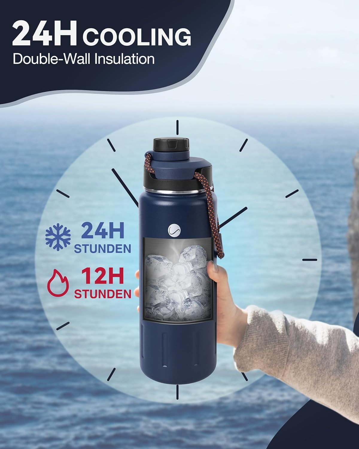 24 Oz. Stainless Insulated Water Bottle in a Customizable Appellations —  Mercantile 12