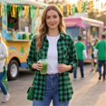 thumbnail image 4 of Textilo Women Plaid Button Down Shackets Long Sleeve Lapel Collar Top with Pockets Blouse Lightweight 2026 Fashion Fall Business Casual Outfits,Dark Green 2XL, 4 of 7