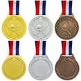 thumbnail image 2 of 6 Pach Pickleball Medals - 2.56 Inch Gold Silver Bronze Metal Pickle Ball Medal with V Neck Ribbons for Kids Adults Trophy Award Prize Gift, 2 of 7