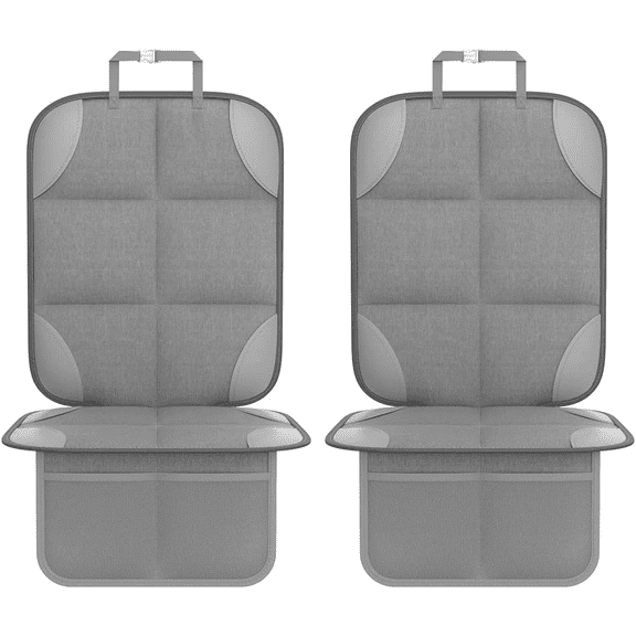 2 Pack Car Seat Protector - 600D Fabric Waterproof Carseat Protector with Thickly Padded to Protect Your Car Seats from Child Seats and Pets (Light Grey)