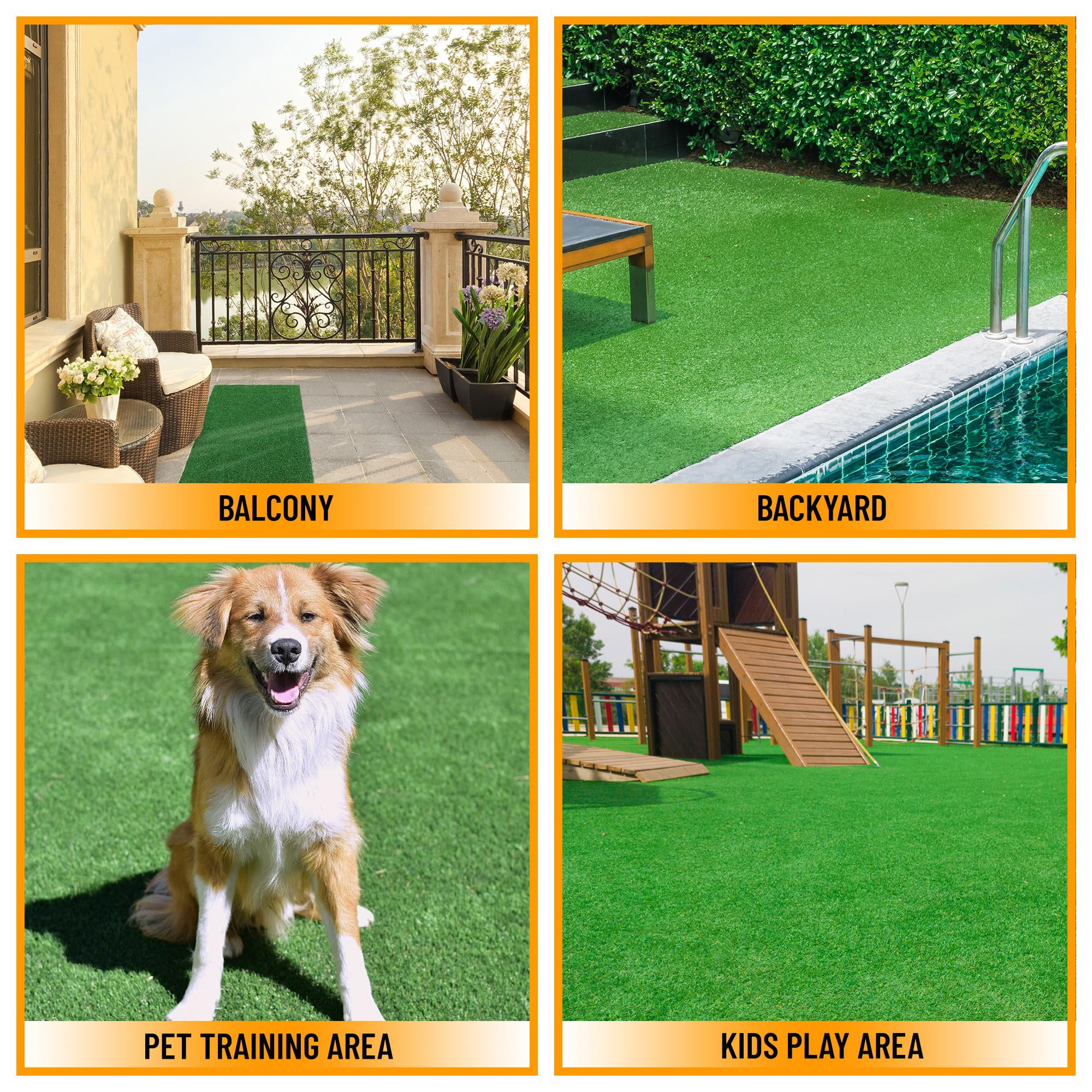 Sweet Home Stores Artificial Grass Turf 2'7" x 7' Waterproof Outdoor Rug for Lawn Patio Balcony