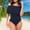 Dark blue, variant on FUNUONY Tummy Control Swim Suits for Women 2025 One Piece Swimsuit Women Womens Swimsuits Women Off Shoulder Swimsuits Bathing Suits Vintage Ruffle Swimwear Teen Girls Black L