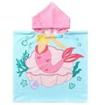 thumbnail image 2 of Baby Kids Bath and Beach Hooded Towel Wrap, 24" x 48", Pink Little Mermaid, 2 of 9