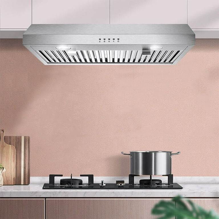 SNDOAS 30 inch Under Cabinet Range Hood, Ducted/Ductless Convertible  Kitchen Hood, Stainless Steel Vent Hood with LED Light,Under Cabinet Hood  with 2