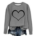 thumbnail image 4 of Women's Casual Crew Neck Graphic Sweatshirts Love Heart Print Long Sleeve Cute Tops Teens Girls Casual Spring T Shirts(Gray,S), 4 of 5