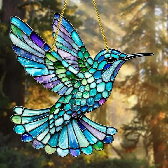 Hummingbird Stained Glass, Christmas On Sale! Lssam Yifare Spirit Birds Sheremart Spirit Birds Acrylic Owl Winged Christmas Ornaments Cute Hummingbird Hummingbird Colorful Window Hangi
