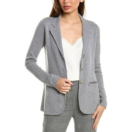 Bruno Magli womens Wool Sweater Blazer, l, Grey