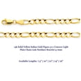 thumbnail image 2 of 14k Solid Yellow Italian Gold Figaro 3+1 Concave Light Plain Chain Link Necklace Bracelet 4.7mm 20", 2 of 3