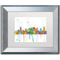 Trademark Fine Art "Nashville Tennessee Skyline Mclr-1" Canvas Art by Marlene Watson, White Matte, Silver Frame