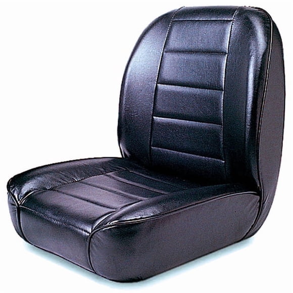 Rugged Ridge Seat 13400.01 Bucket Seat; Front; Non-Reclining; Low Back; Black; Vinyl; Without Headrest; Uses OEM Brackets