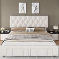thumbnail image 2 of Yiwa Upholstered Queen Platform Bed Frame with Drawers, Storage Mattress Foundation, Solid Wood Slats, No Box Spring Required, 2 of 7
