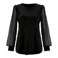 thumbnail image 4 of GBSYEWXS Women Shirts Crew Neck Long Sleeve Solid Color Tops Mesh Gentleman Black T-Shirts, 4 of 4