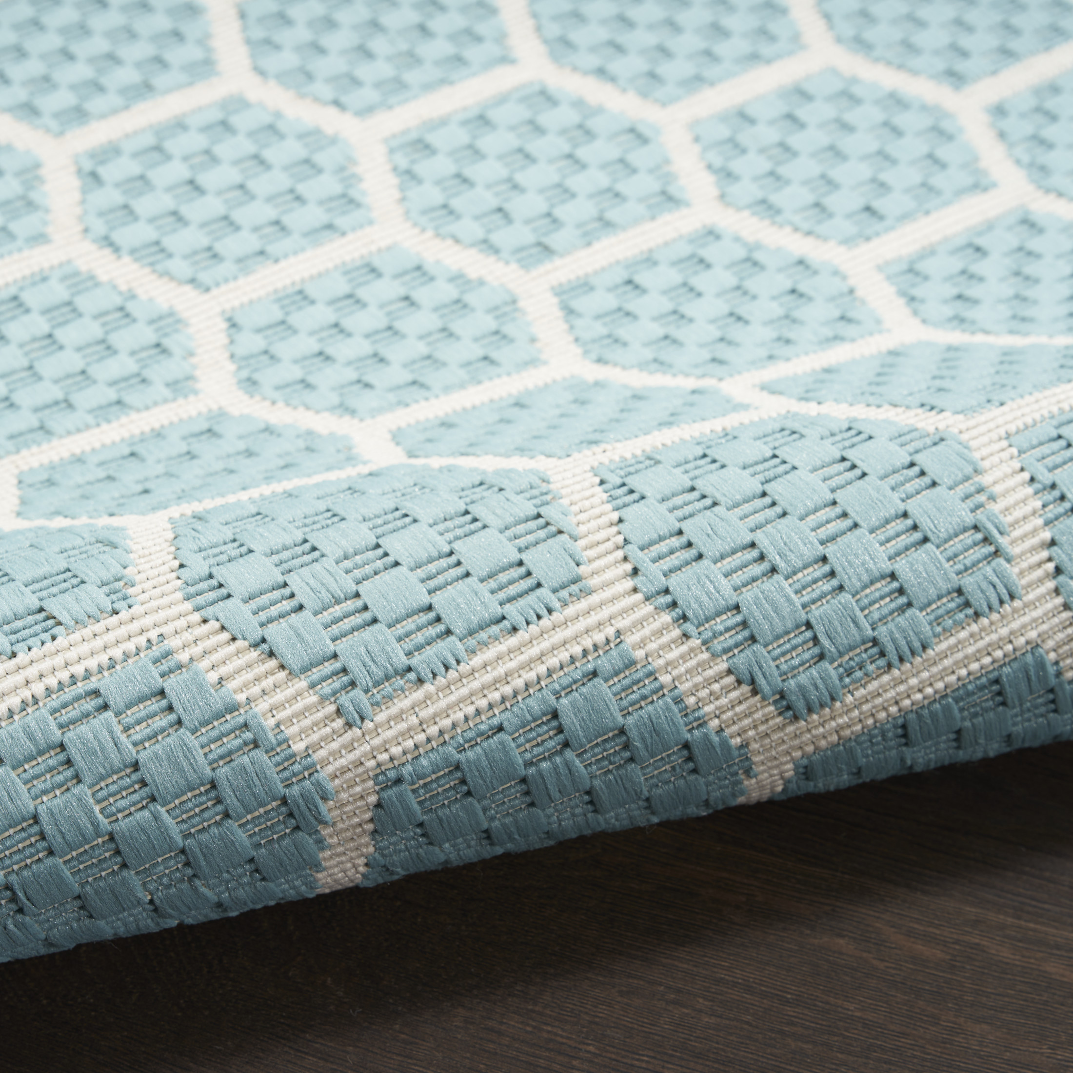 Nourison Twist Reversible 2'2" x 12' Aqua Modern Rug