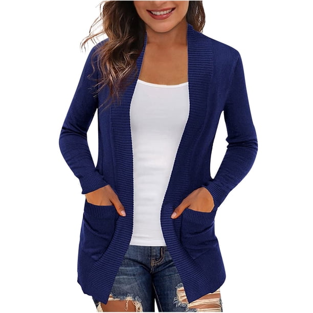 Puntoco moda mujer Casual manga larga sólido señoras bolsillo Tops abrigo suéter abrigo liquidación Puntoco Puntoco-5176