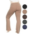 thumbnail image 3 of Stretch Is Comfort Women's Plus High Waist Cotton Bootcut Yoga Pants Mocha 6X, 3 of 8