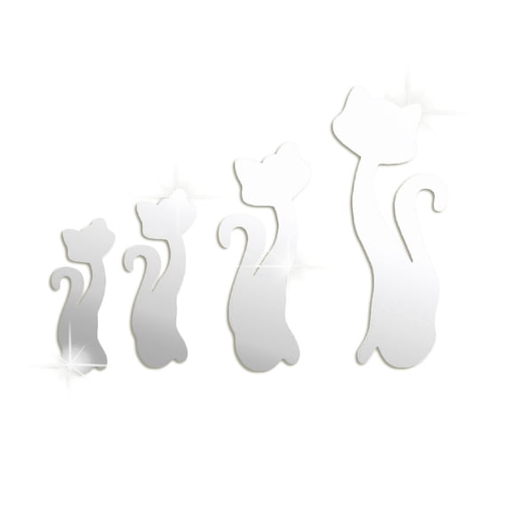 Toystoory DIY lindo 4 piezas 3D gatos espejo 4 piezas 3D pegatinas de pared hogar habitación Decar espejo arte calcomanía Decoración del hogar