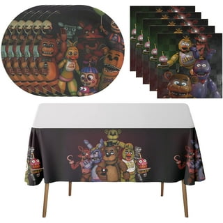 Five Nights at Freddys Party Supplies Plack Serves 16: Dessert Plates  Beverage Napkins Table Cover and Door Cover with Birthday Candles (Bundle  for 16) 