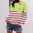 thumbnail image 2 of DeHolifer Womens Sweatshirt Strip Print Crewneck Long Sleeve Loose Pullover with Pocket Green M, 2 of 7
