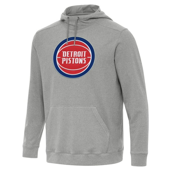 Men's Antigua Heather Gray Detroit Pistons Cloud Pullover Hoodie