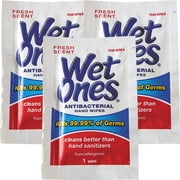 (3 pack) (3 Pack) Wet Ones Antibacterial Hand Wipes Fresh Scent Individually Wrapped Single - 24 Count