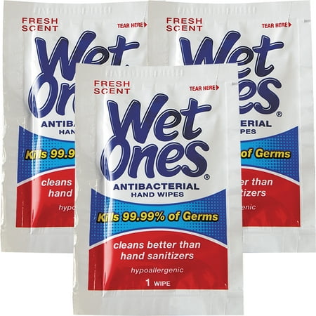 (3 pack) (3 Pack) Wet Ones Antibacterial Hand Wipes Fresh Scent Individually Wrapped Single - 24 Count