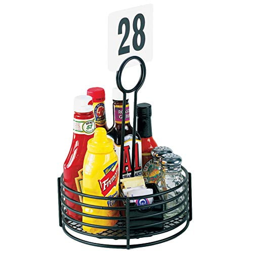 G.E.T. Enterprises Black Round Stainless Steel Condiment Caddy Iron
