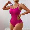 thumbnail image 2 of Women’s Cutout Bodysuit Spaghetti Strap Shapewear Backless Slimming Bodysuit Solid Color Tummy Control Top Thong Cut Bodysuit Everyday Wear Shapewear Sexy Body Shaper Hot Pink XXXL, 2 of 8