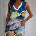 thumbnail image 2 of Tops de chaleco de impresión sin mangas de ocio con cuello en V de moda para mujer Fridja  qr5795, 2 of 5