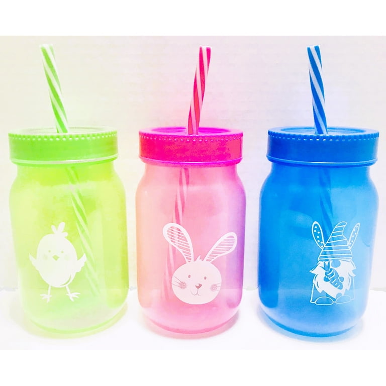 CGT Easter Plastic Sipper Tumblers with Lid and Straws Spring Cups